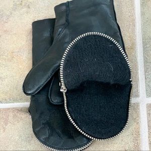 COS leather and cashmere mittens NEW